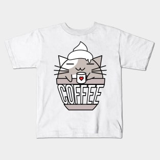 Meowcha in cup grey Kids T-Shirt